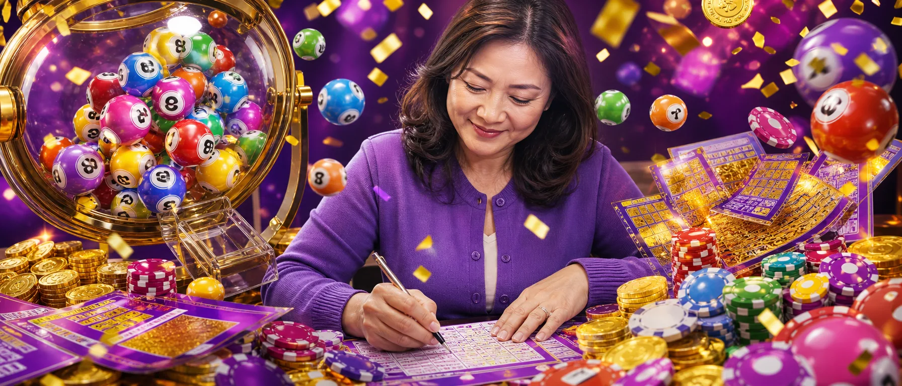 A Simple Way to Explore Online Games. From online slots to casino-style games, browse MegaJom's game catego… – lottery bingo violet illustration