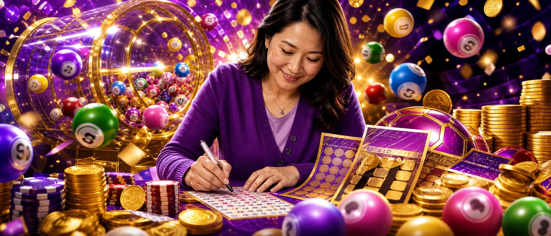 Get in touch with MegaJom. Questions about your account, our games, or how to get started? Reach out and we… – lottery bingo violet illustration