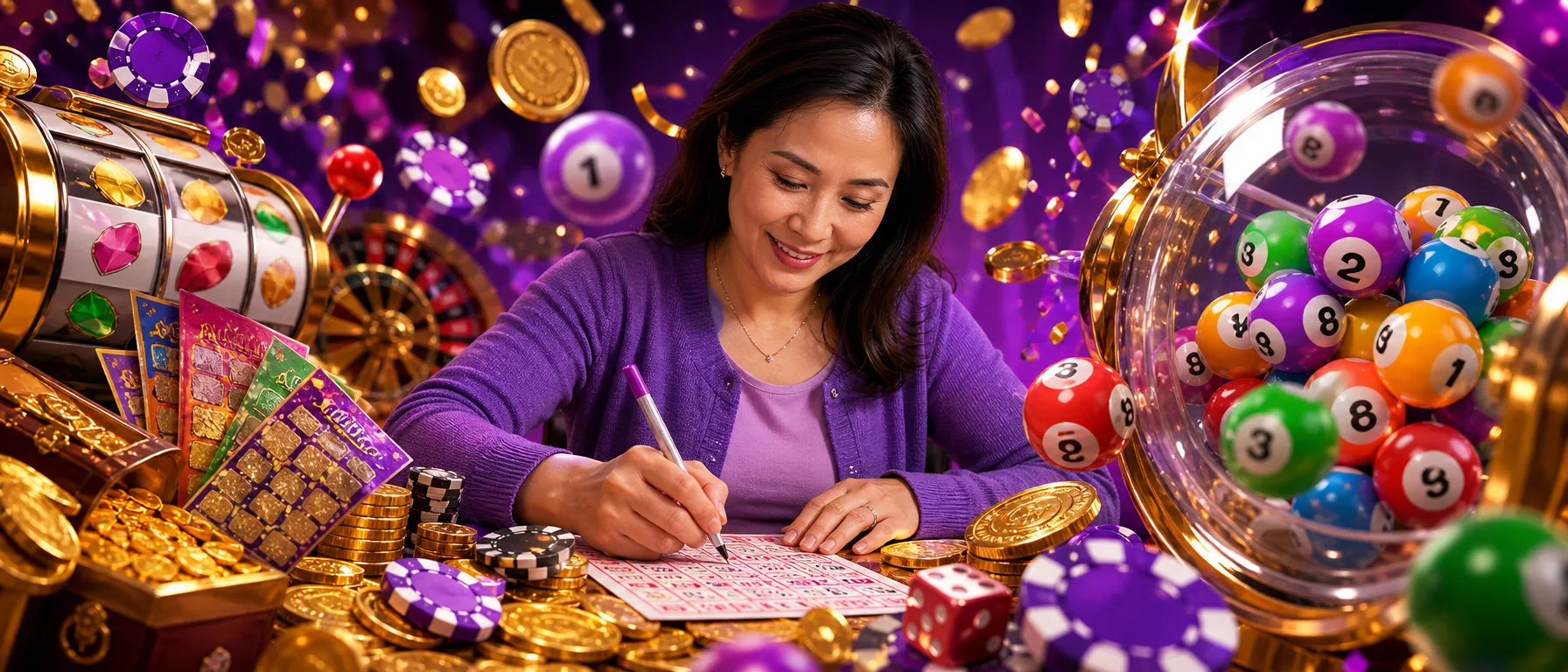 Casino and Digital Games for Malaysian Players. Browse online slots, casino-style games and more, all from… – lottery bingo violet illustration